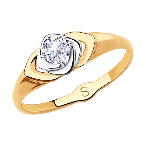 Кольцо, золото, фианит, 018219